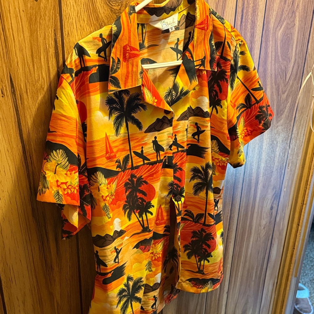 Reyn Spooner Vibrant Orange Hawaiian Shirt